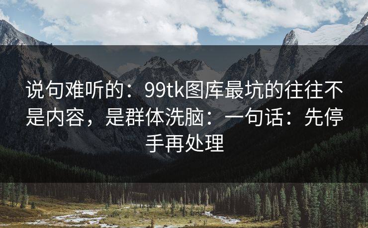 说句难听的：99tk图库最坑的往往不是内容，是群体洗脑：一句话：先停手再处理