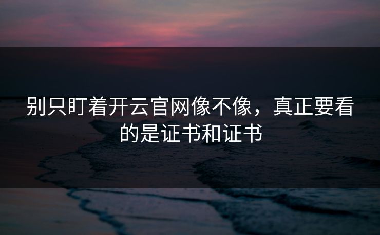别只盯着开云官网像不像，真正要看的是证书和证书